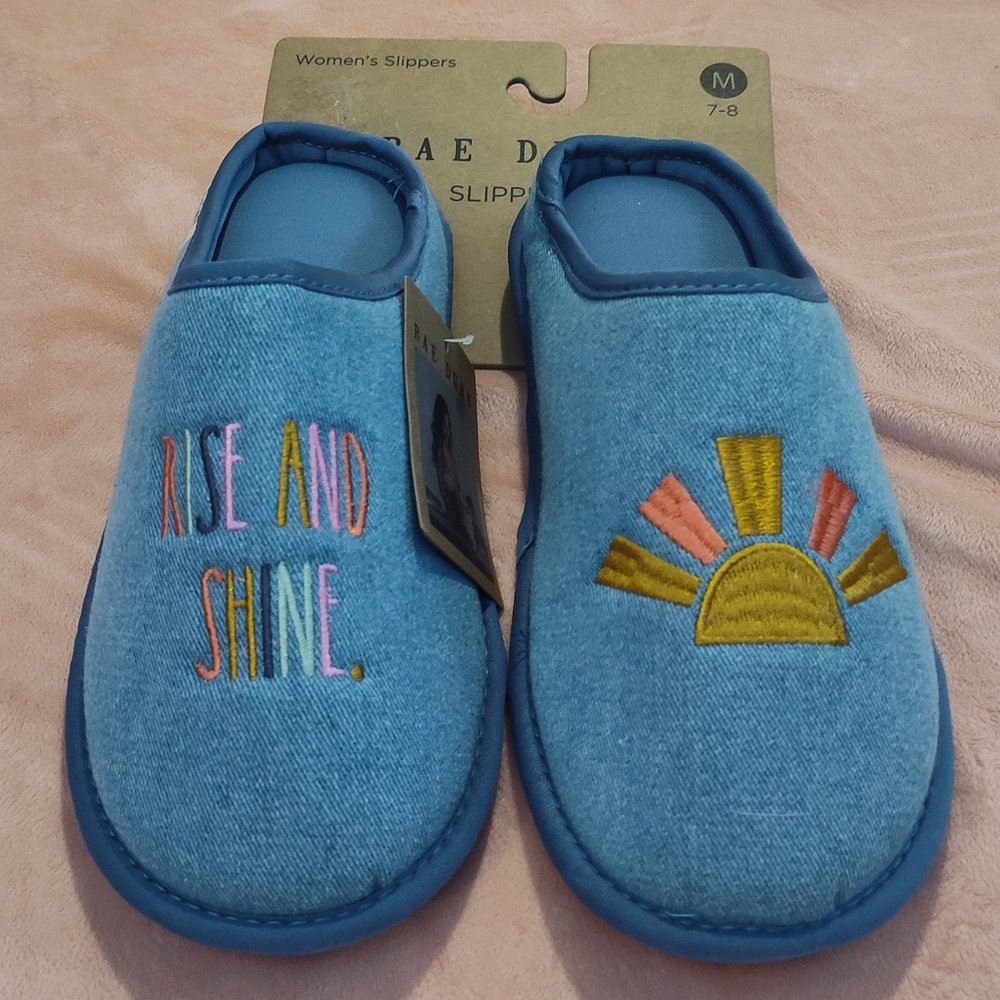 Kids Blue Slippers with Embroidered Design